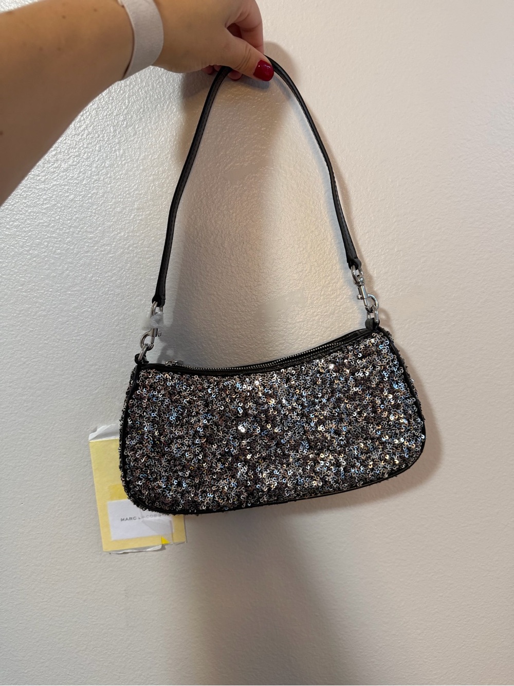 NWT MARC JACOBS Sequin Shoulder Bag - Black and Silver